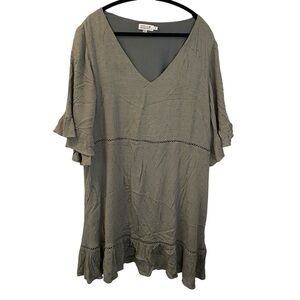 Molly Bracken 2X Women's Olive Green Flowy Dress